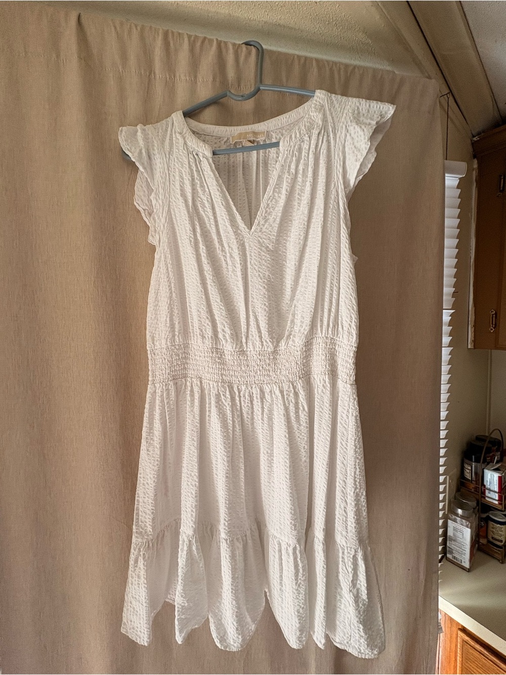 Michael Kors V-Smocked Waist Midi Dress